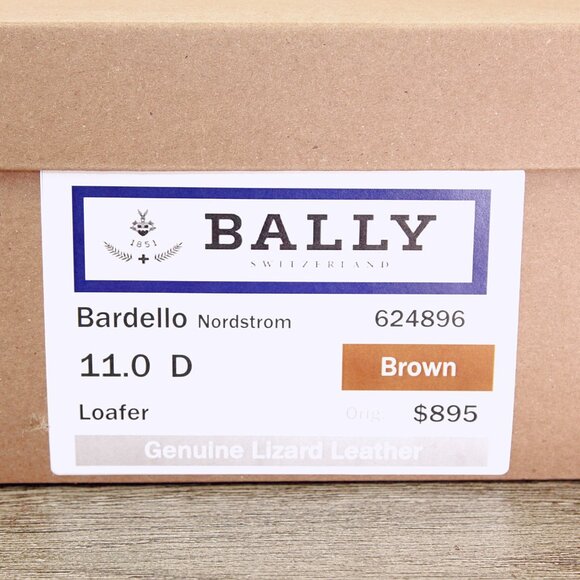 $895 Nordstrom BALLY Genuine Lizard Loafer 11 D Brown * add $15 Cedar Trees - Picture 12 of 14